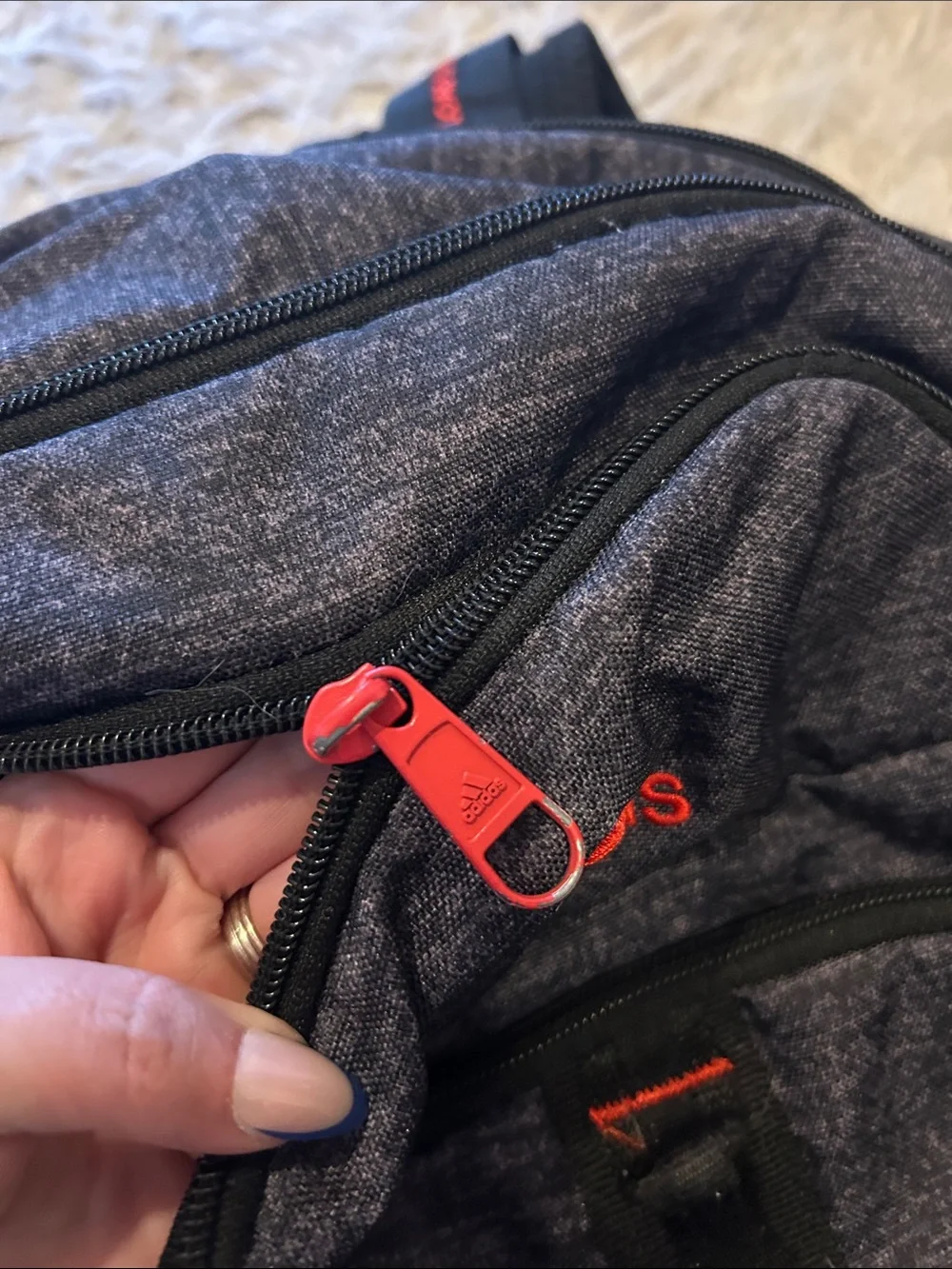 Adidas Gray & Red Backpack with Logo Accents